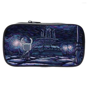 Cosmetic Bags Hollow Knight Pencil Box Large Capacity Zipper Case Kids Stationery Bag Cute Canvas Pen Storage Gift