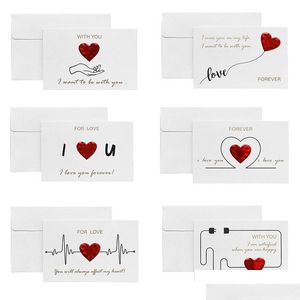 Greeting Cards Valentine Card Heart Printed Letters Bronzing With Envelope Wedding Anniversary Gift Diy Drop Delivery Home Garden Fe Dhsqo