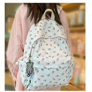 Torby szkolne 2023 Moda Kawaii College Backpack Ladies Laptop Book Bag Girl Floral Women Printing Student Student Kobieta