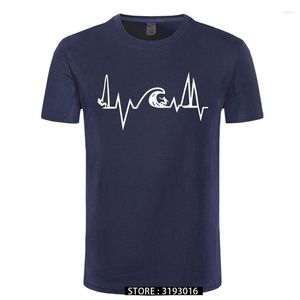 Männer T Shirts Meer Herzschlag Surf Leben Männer Segeln Elektrische Lustige T-shirt Jugend Casual Marke T-shirt Plus Größe