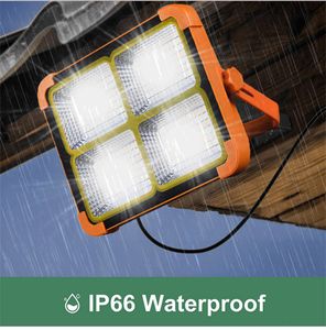 Lampioni stradali solari Luce di inondazione Riflettore a LED portatile per esterni Faretto Proiettore ricaricabile Proiettore Lampada da costruzione