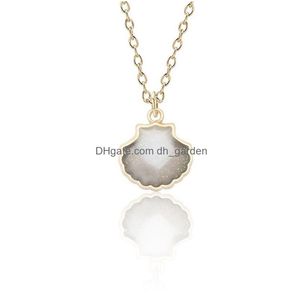 Anhänger Halsketten Cartoon Shell Halskette Schmuck Winzige Doppelseite Emaille Colorf Cameo Muscheln Anhänger Für Frauen Kinder Geschenk Drop Delive Dhb4A