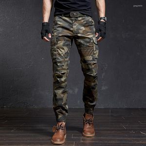 Herrbyxor Autumn Winter Cargo Jogger Casual Camouflage Work Overall Passar Multi-Pocket Denim Militära taktiska byxor för män