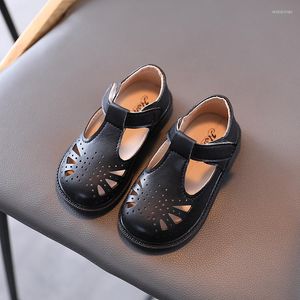 Flat Shoes Children Leather For Toddlers Girls Cut-outs Hollow Breathable Kids Flats British Design Oxfords Anti-slippery Soft 21-30