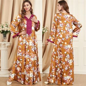 Roupas étnicas muçulmanas maxi vestido longo mulheres abaya primavera peru solto jalabiya vestidos v pescoço Índia Índia islâmica árabe