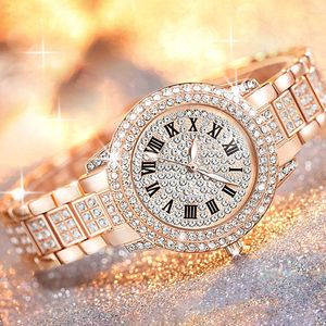 All Star Quartz Shiny Fine Zircon Mechanical Women's Watch Casual Elegant and Fashionable Folding S-clasp G230529