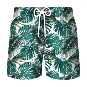 Mäns shorts hawaiian stil tropiska växter 3d tryck sommaren mäns snabb torr simning casual strandbyxor överdimensionerade män kläder