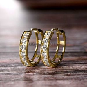 Стад iogou D Color 22 мм Moissanite Hoop Serging для женщин мужчины 14 тыс. Желто -золотого цвета серьги Чистые ювелирные украшения Рождество подарок валентинки J230529