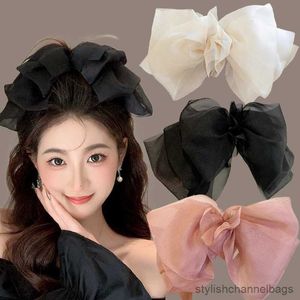 Other Big Hair Bows Chiffon Solid Color Large Bowknot Hairpins Spring Clamp Clip for Women Fashion Headwear New 2023