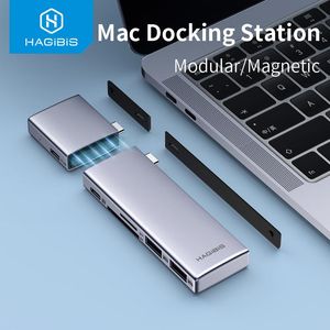 Hubs Hagibis USB C Hub dla MacBook Pro Air M1 Dual TIPEC do USB 3.0 4K 60 Hz HDMIcompatible RJ45 PD Thunderbolt 3 SD/TF Adapter