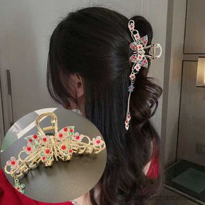 Other Red Painted Butterfly Pearl Hair Clips Women Fashion Hair Claw Elegant Large Metal Crab Shark Clip Girl Hair