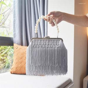 Evening Bags Original Spot European And American Party Banquet Hand Tassel Drilled Bag Women's Ins Pearl Chain