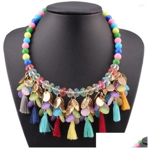 Подвесные ожерелья модные бренд Colorf Corlecle Bead Chain Chainte Chanky Crystal для женщин Оптовые выбросы выставки Drowelry Dhdm5