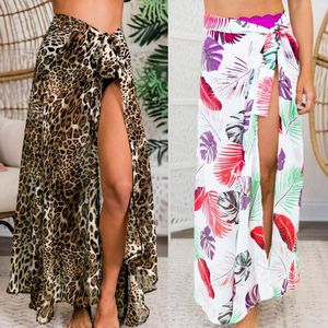 Kjolar sommar ruffle longshort sarong coverups for women baddräkt wrap baddräkt kjol strand bikini cover up badkläder