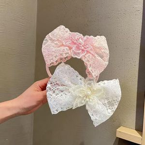 Hårtillbehör 5st/Lot French Vintage Lace Tie Bow Bands pannband Söt stor båge för flickor flickor