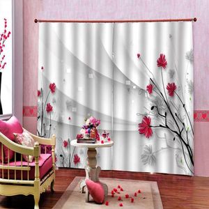 Gardinblomma Plaid Curtain för sovrum Anpassat alla storlekar 3D Geometriska bild Drapes Tryck Blackout vardagsrum