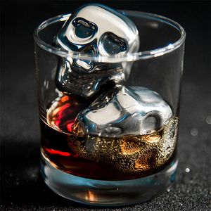 Skull Ice Skull Cubo de aço inoxidável RECURADOR DE CERVENTE para coquetéis de bares de uísque refrescante Party doméstico congelando cubo de gelo