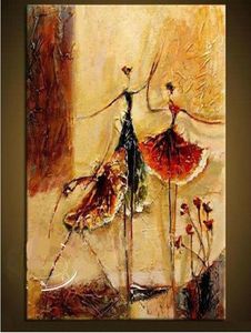バレエダンサーの手描きモダンな壁の装飾フィギュア抽象的なアートオイルペインティングキャンバスマルチサイズ利用可能なsine2040763