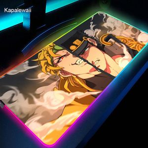 Spoczywa RGB Duże game Mousepad Anime Bizarre Adventure Mouse Pad Kujo Jotaro LED Keyboard Keyboard Mat