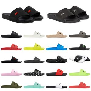 Pool Slide Men Kvinnor Designer tofflor Summer Pool Slide Black Green White Cool Grey Beige Blue Soft Gul Red Foam Mens Rubber Sandaler Paris Shoes Storlek 35-45