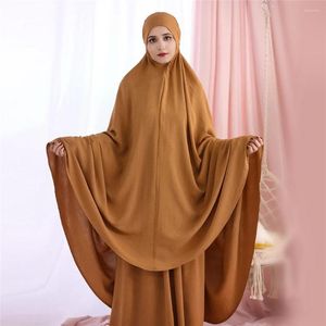 Ubrania etniczne Jilbab Ubrania modlitewne Kobiety Ramadan Islamski 2 -częściowy zestaw Dubai Turkish Skromny strój Khimar Veil Scarf Hijab Long Dress