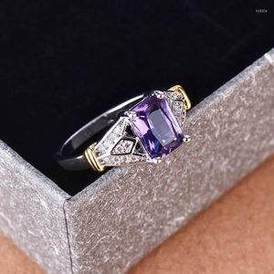 Cluster Rings Exquisite Grace Silver Plated Multicolor Gems Crystal Women's Ring CZ Zircon Cocktail Party Bridal Wedding Jewelry