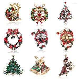 Brooches Christmas Rhinestone Elk Tree Brooch Pin Gift Bouquet Wedding Elegant Women Womens Men