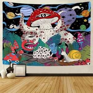 Tapestries Forest Mushroom Tapestry Hippie Boho Stars Colorful Flowers Art Aesthetics Home Decor Room