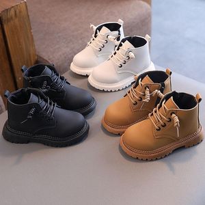 Stiefel 2023 Mode für Kinder Jungen Mädchen Schnee Schnürung PU Leder Knöchelschuhe Shorts Botas Botines CSH1490