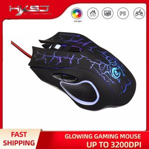 Möss HXSJ Professional Wired Gaming Mouse 5600DPI Justerbar 6 knappar Kabel USB LED -optisk Gamer -mus för PC -dator bärbara möss