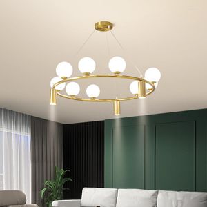 Żyrandole nowoczesna lampa żyrandola do salonu/kuchni Nordic Glass Balll oświetlenie Kreatywne jadalnia Lekkie oprawa oświetlenia