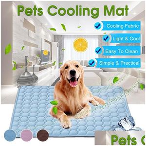 Kennels Pens Dog Mat Cooling Summer Pad For Dogs Cat Blanket Sofa Breathable Pet Bed Washable Small Medium Large Car Drop Delivery Dh5J0