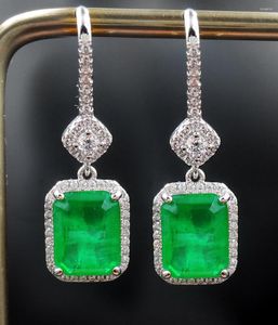 Dangle Küpeler Vintage Lab Emerald Elmas Küpe 925 STERLING Gümüş Düğün Damlası Kadınlar Söz Vaat Mücevherleri