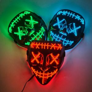 LED Light Up maska ​​świecąca maska ​​Party Halloween Scary Maska Cosplay Luminous Costume Mask