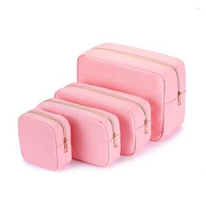 Cosmetic Bags SUSU Wholesale Multi Colors Waterproof Nylon Pouch Bag Women Letters Patch DIY Makeup Zipper SU-B601