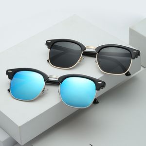 Polariserade solglasögon för män och kvinnor Semi-Rimless Frame Color Film Driving Sun Glasses UV Blocking
