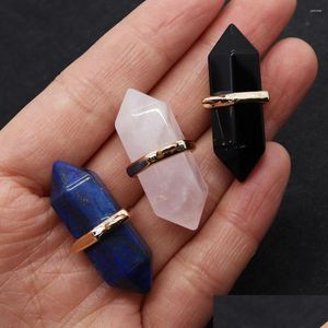 Pendant Necklaces Natural Stone Fashion Crystal Pillar 15X34Mm Tiger Eye Lapis Lazi For Diy Making Jewelry Earrings Necklace Drop De Dhbj4