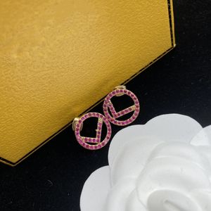 Gold Diamond Hoop Ear Studs Women Designers Earring Stud Letter Pingente Brincos Classic Lady Circle Casamento de joias de luxo 2305291bf