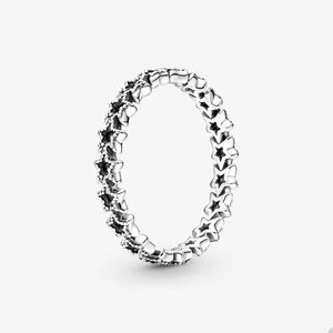 Band aus asymmetrischen Sternen Ring für Pandora, authentischer Sterlingsilber-Partyschmuck, Designer-Ring-Set für Frauen, Mädchen, Schwestern, Geschenk, süßer Ring mit Originalverpackung