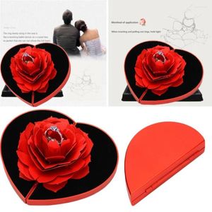 Jewelry Pouches Unique Pink Wedding Engagement Rings Box Fashion Storage Holder Valentine's Day Gift Boxes For Women Rose