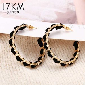 Stud 17KM Trendy Black Gold Color Hoop Earrings For Women 2022 New Design Circle Round Earring Fashion Statement Jewelry Women's Gift J230529