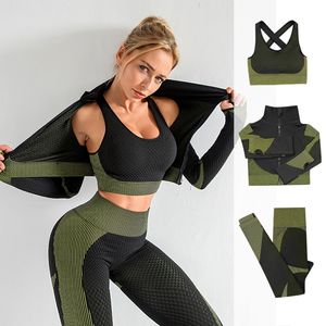 Yoga outfit kvinnors träningsdräkt sömlösa kvinnor yoga set träning sportkläder gymkläder fitness långärmad hög midja leggings sportdräkter 230526