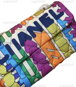 10a spegelkvalitetsdesigners liten klassisk klaffpåse 24,5 cm kvinnor tryckt tyg multicolor quiltad handväska lyxhandväska crossbody läder axel kedja låda väska