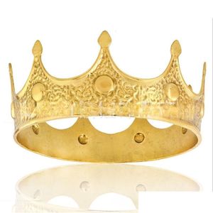Kopfbedeckungen Ts0314A Europäische und amerikanische Herren-Könige Krone Golden Princes Retro Performance Schönheitswettbewerb Dekoration Queens Geburtstag Dhszy