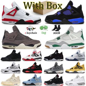 With Box 4 Basketball Shoes Men Trainers J4 Jumpman 4s Sports Women Violet Ore Sneakers Military Black Cat Pine Green Red Thunder White Oreo Frozen Moments Size US 13