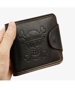 Carteira de couro sintético do rei pirata de anime com Luffy S Skull Mark Short Card Card Purse Men Women Money Bag 2206084420935