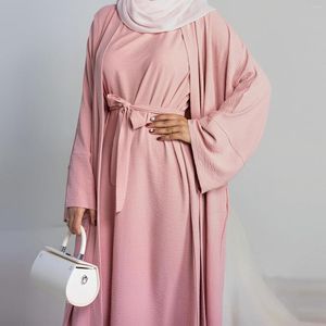 Etnik Giyim Abaya Kimono Set 3 Parçalı Müslüman Kıyafet Abayas Kadınlar İçin Abayas Dubai Türkiye İç Hijab Elbise Afrika Ramazan İslami