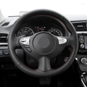 Steering Wheel Covers For Maxima 2009-2014 Juke 370Z Note (UK) Sentra SV Hand Braid Car Cover Protection Trim Soft Leather