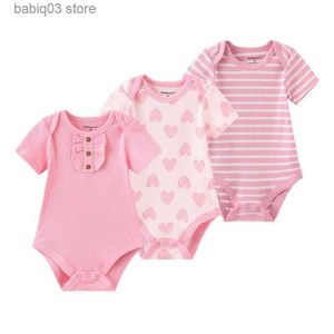 Pagliaccetti Unisex 3Pieces New Born Baby Girl Clothes 2023 Cartoon Cotton Baby Boy Clothes Set Tute manica corta Estate 0-12M Bebes T230529