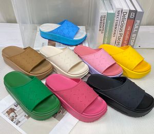 أزياء منصة المرأة مثقبة مزدوجة G Slippers Summer Shoe Designer Womens Rubber Sandal Vintage Macaron Color Platform
